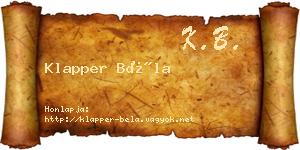 Klapper Béla névjegykártya