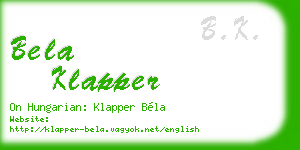 bela klapper business card