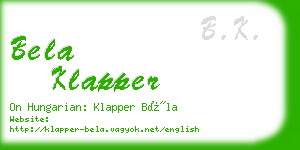 bela klapper business card